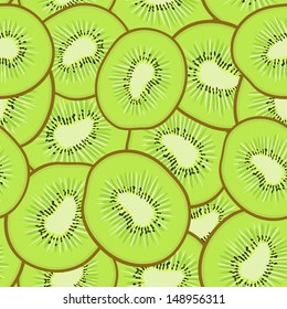 Seamless pattern of juicy kiwi slices