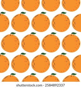 Seamless pattern with juicy orange. The fruit is whole and sliced. Delicious background for posters, wallpapers, textiles. postcards.