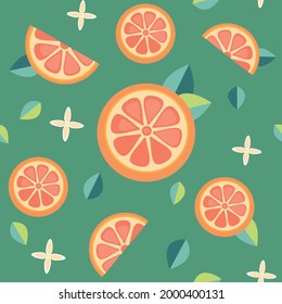 seamless pattern juicy orange (slices).