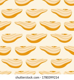 Seamless pattern with juicy pears. Cute delicate pattern. Brown fruits. Stylish modern illustration for designs and prints. Repeating background.