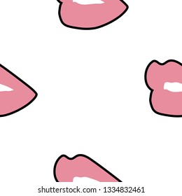 Seamless pattern with Juicy Pink Lips. Pin-up. Vector illustration 