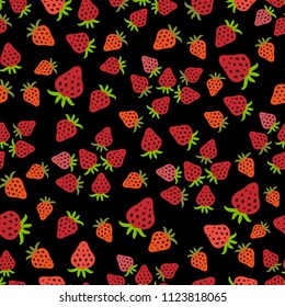 Seamless pattern with juicy strawberries