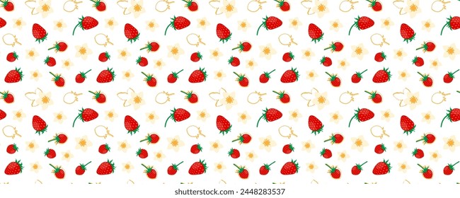 Nahtloses Muster. Saftige Erdbeeren auf einem isolierten Hintergrund. Modernes Sommermuster