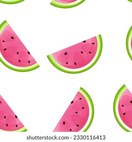 Seamless pattern of juicy watermelon slices on a white background