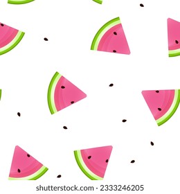 Seamless pattern of juicy watermelons on a white background