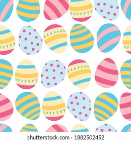 seamless pattern with jumbled rows of Easter eggs. 
Easter celebration. search for Easter eggs. stock vector illustration isolated on white background.