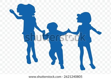 Seamless pattern of jumping children (kids), silhouette colorful. Vector illustration. EPS 10.