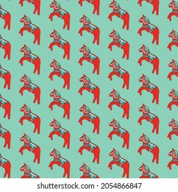 Seamless Pattern Jumping Swedish Horse