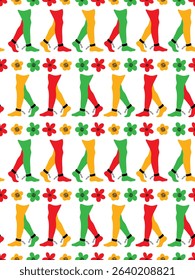 seamless pattern juneteenth freedom legs flowers chains white background liberation celebration african american history holiday web design wallpaper poster