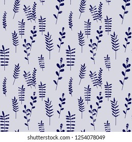 Seamless pattern jungle foliage plants and foliage cute seamless pattern. Vector outline leaves