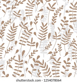 Seamless pattern jungle foliage plants and foliage cute seamless pattern. Vector outline leaves