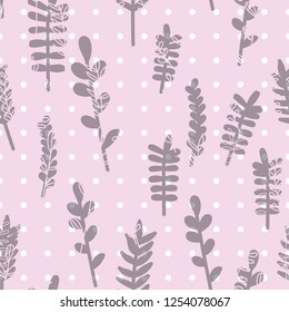 Seamless pattern jungle foliage plants and foliage cute seamless pattern. Vector outline leaves