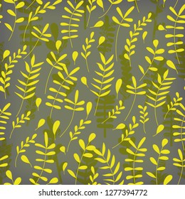 Seamless pattern jungle foliage plants and foliage cute seamless pattern. Vector outline leaves