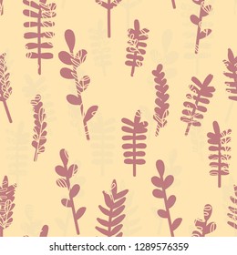 Seamless pattern jungle foliage plants and foliage cute seamless pattern. Vector outline leaves