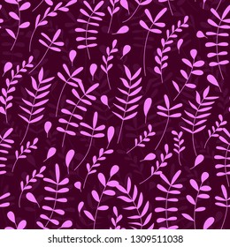 Seamless pattern jungle foliage plants and foliage cute seamless pattern. Vector outline leaves