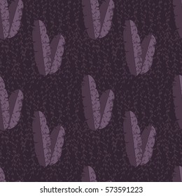 Seamless pattern with jungle palm leaves on purple background, vector illustration