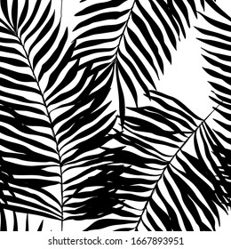 Seamless pattern of jungle, tropical leaves, foliage
