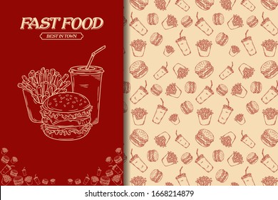 Seamless Pattern Junkfood Vintage Style