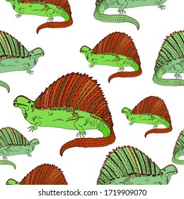 Seamless pattern jurassic dinosaurs. Cartoon character. For the design of children's textiles, wallpaper for children's rooms, invitations, greetings, decorations.