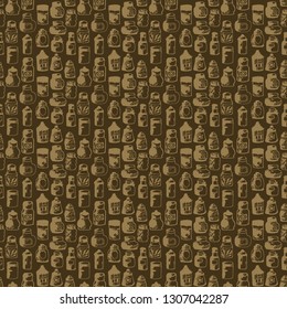 seamless pattern with jurs and bottles 