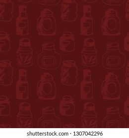 seamless pattern with jurs and bottles 