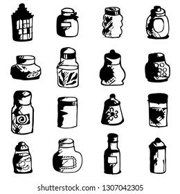 seamless pattern with jurs and bottles 