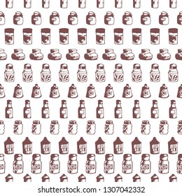 seamless pattern with jurs and bottles 