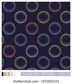 Seamless pattern. Just abstract circles shaded in the style stipplism. Vector texture design
