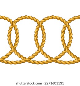 Seamless pattern with jute rope knots. Nautical, fishing and decorative nodes.