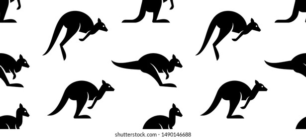 Seamless pattern with Kangaroo logo. isolated on white background