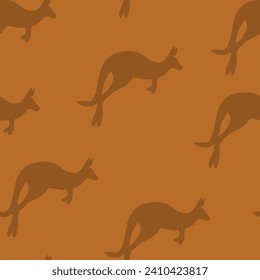 Seamless pattern with Kangaroo silhouette on color background. Vector  illustration for card design, poster, fabric, textile. Pray for Australia and animals.