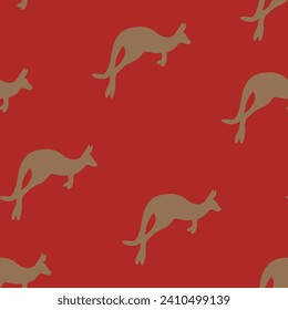 Seamless pattern with Kangaroo silhouette on color background. Vector  illustration for card design, poster, fabric, textile. Pray for Australia and animals.