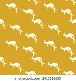 Seamless pattern with Kangaroo silhouette on color background. Vector  illustration for card design, poster, fabric, textile. Pray for Australia and animals.