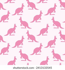 Seamless pattern with Kangaroo silhouette on color background. Vector  illustration for card design, poster, fabric, textile. Pray for Australia and animals.