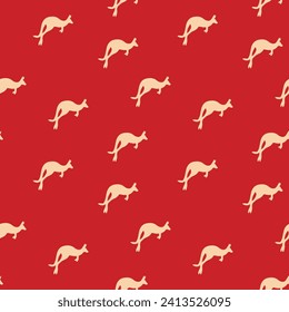 Seamless pattern with Kangaroo silhouette on color background. Vector  illustration for card design, poster, fabric, textile. Pray for Australia and animals.