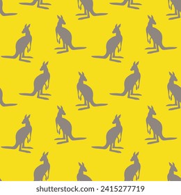 Nahtloses Muster mit Kangaroo-Silhouette auf Farbhintergrund. Vektorgrafik für Kartendesign, Plakat, Stoff, Textilien. Bete für Australien und Tiere!