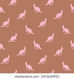 Seamless pattern with Kangaroo silhouette on color background. Vector  illustration for card design, poster, fabric, textile. Pray for Australia and animals.