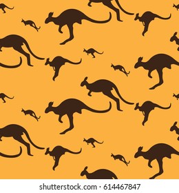 Seamless pattern with kangaroo silhouette.kangaroo Australia pet animal fauna.Map of Australia with kangaroo,background,card.Vector illustration