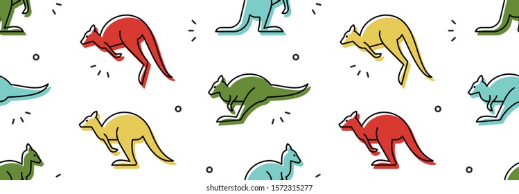 Seamless pattern with Kangaroos. isolated on white background
