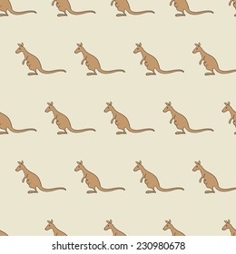 Seamless pattern with kangaroos isolated on beige background. For holiday decoration, textile, wrapping paper, wallpaper, gift boxes, other packing elements