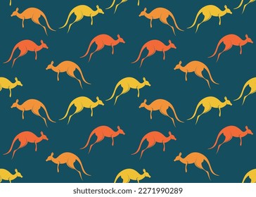 Patrón sin foco de canguros Patrón animal simple sin soldadura con canguros. ilustración vectorial