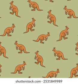 Seamless pattern with kangaroos. Vector illustration.