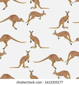 Seamless pattern with kangaroos. Wild animals of Australia. Vector