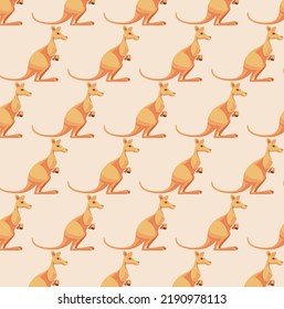 Seamless pattern with kangaroos. Wild animals of Australia. Vector
