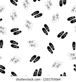 Seamless pattern of kawaii black and white sneakers, white background for paper print, textile fabric business. Vector design.