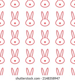 Nahtloses Muster mit kawaiianischem Hasen. Cute Cartoon Kaninchen Maulkorb pastellrosa auf weißem Hintergrund. Ostern, Babydusche, Kinderbekleidung, Stoffdesign. Vektorgrafik