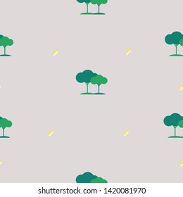 Seamless pattern of kawaii cartoon green tree for paper work, fabric business, wallpaper, background. Vector design.  