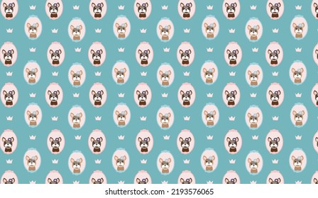 Seamless pattern Kawaii cute bulldog cartoon flat vector element art design.