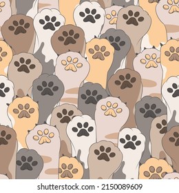 seamless pattern kawaii cute cats footprint for card paper background