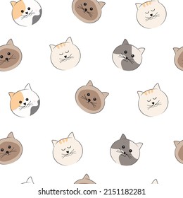 patrón ininterrumpido kawaii lindo gatos fondo de dibujos animados